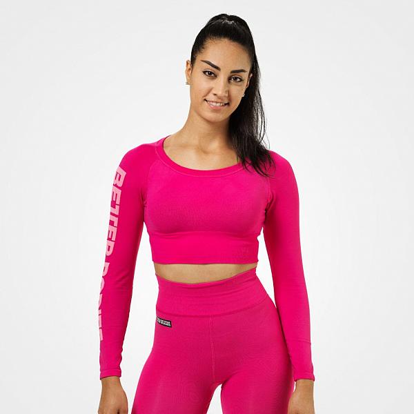 Better Bodies Bowery Cropped L/S - Hot Pink Detail 1