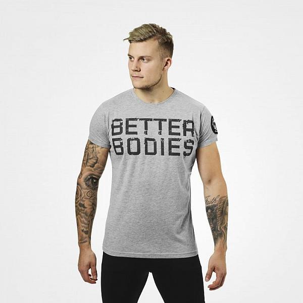 Better Bodies Basic Logo Tee - Grey Melange Detail 1