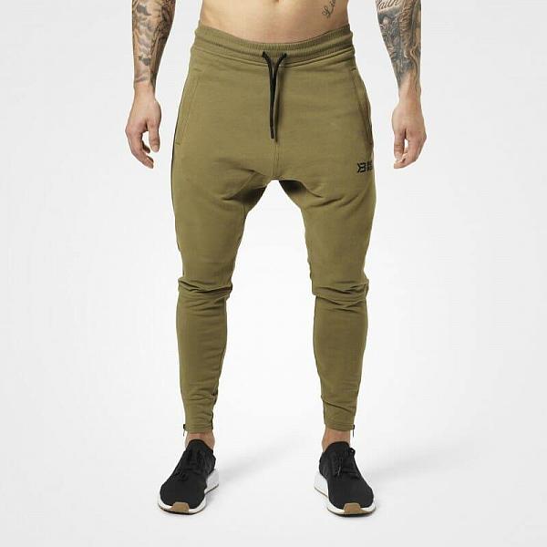 Better Bodies Harlem Zip Pants - Military Green Detail 1