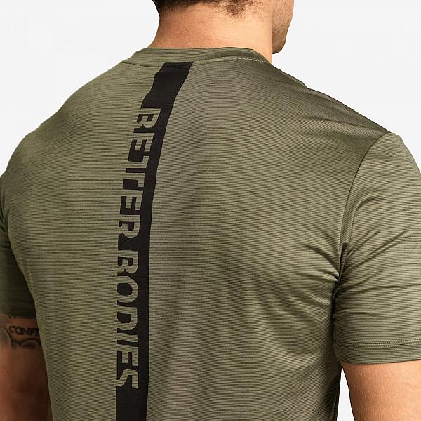 Better Bodies Essex Stripe Tee - Washed Green Melange Detail 3