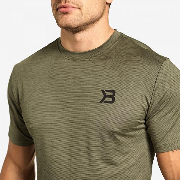 Better Bodies Essex Stripe Tee - Washed Green Melange Detail 4