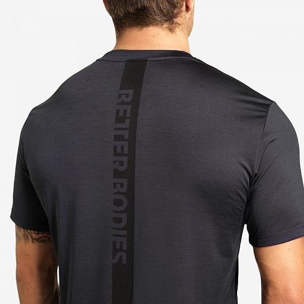 Better Bodies Essex Stripe Tee - Graphite Melange Detail 3
