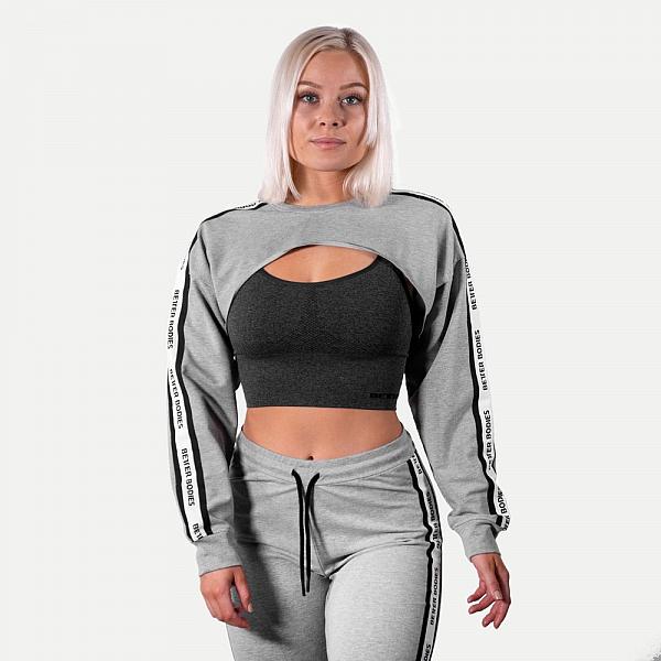 Better Bodies Chrystie Cropped Longsleeve - Light Grey Melange Detail 1