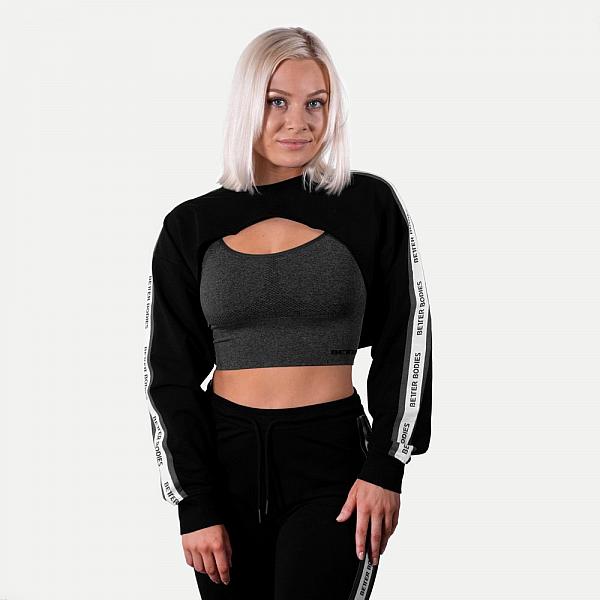 Better Bodies Chrystie Cropped Longsleeve - Black Detail 1