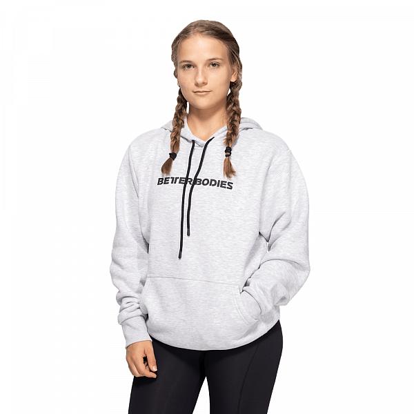 Better Bodies Logo Hoodie - Light Grey Melange (Unisex) Detail 1