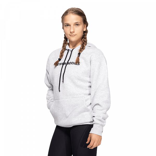 Better Bodies Logo Hoodie - Light Grey Melange (Unisex) Detail 2