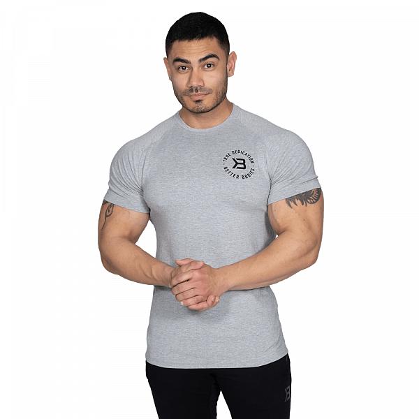Better Bodies Gym Tapered Tee - Light Grey Melange Detail 6