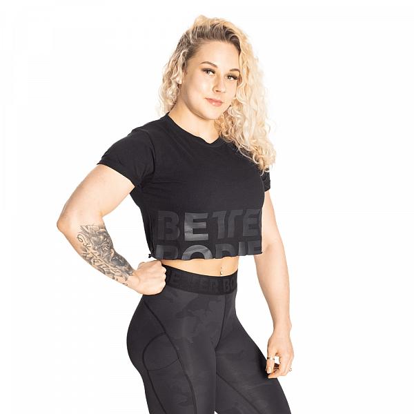 Better Bodies Astoria Cropped Tee - Black Detail 3