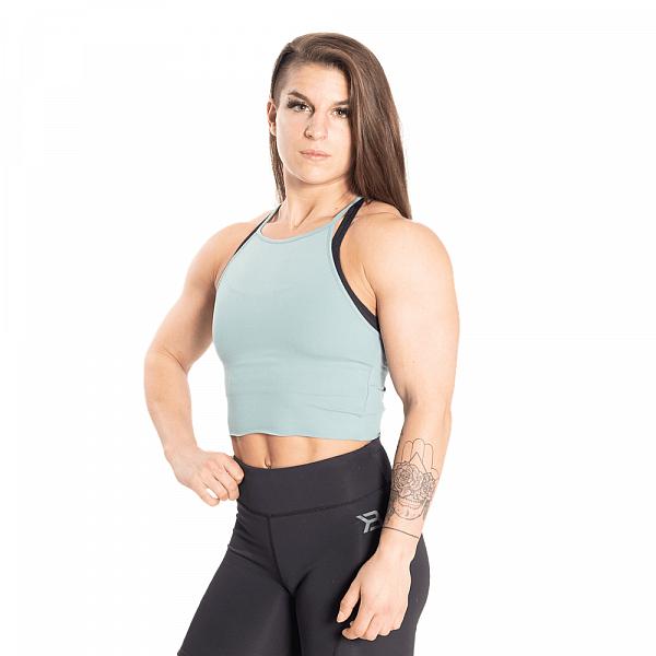 Better Bodies Performance Crop Halter - Teal Green Detail 2