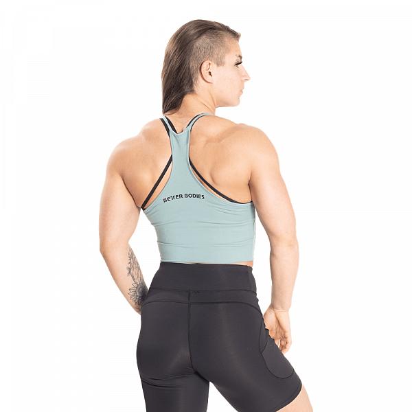 Better Bodies Performance Crop Halter - Teal Green Detail 3
