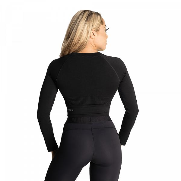 Better Bodies Rib Seamless Crop LS - Black Melange Detail 2