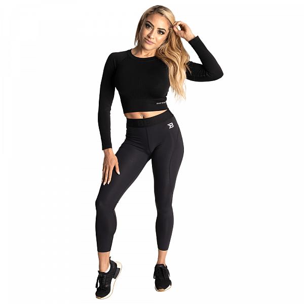 Better Bodies Rib Seamless Crop LS - Black Melange Detail 6