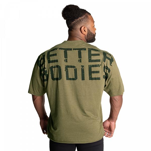 Better Bodies Union Iron Tee - Army Green Melange Detail 2
