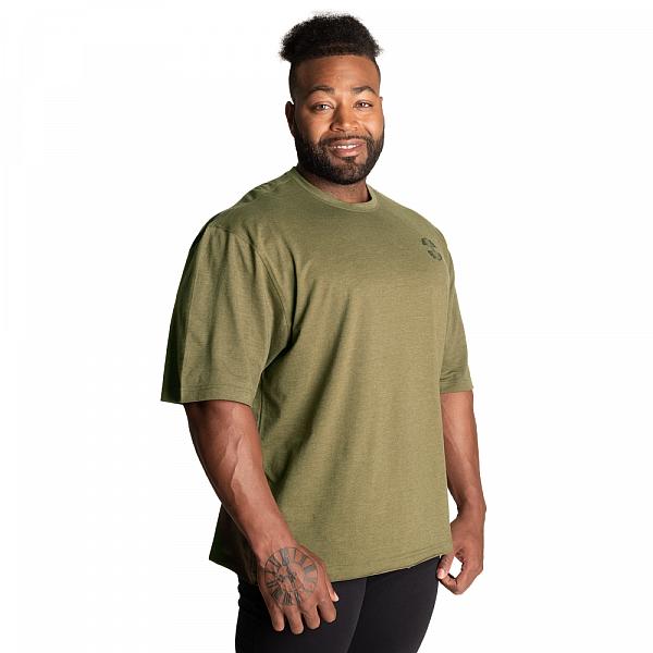 Better Bodies Union Iron Tee - Army Green Melange Detail 3