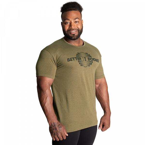 Better Bodies Recruit Tee - Army Green Melange Detail 3