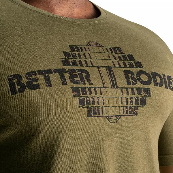Better Bodies Recruit Tee - Army Green Melange Detail 4