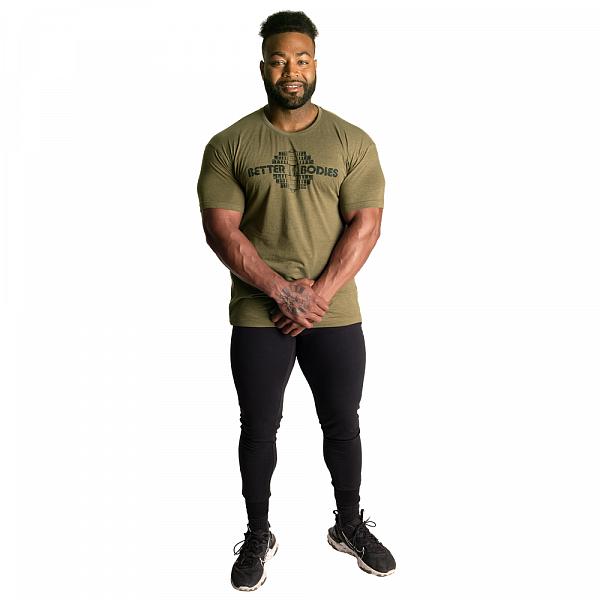 Better Bodies Recruit Tee - Army Green Melange Detail 5