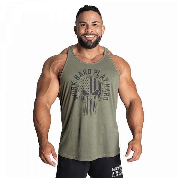 GASP Skull T-back - Acid Washed Green Detail 1