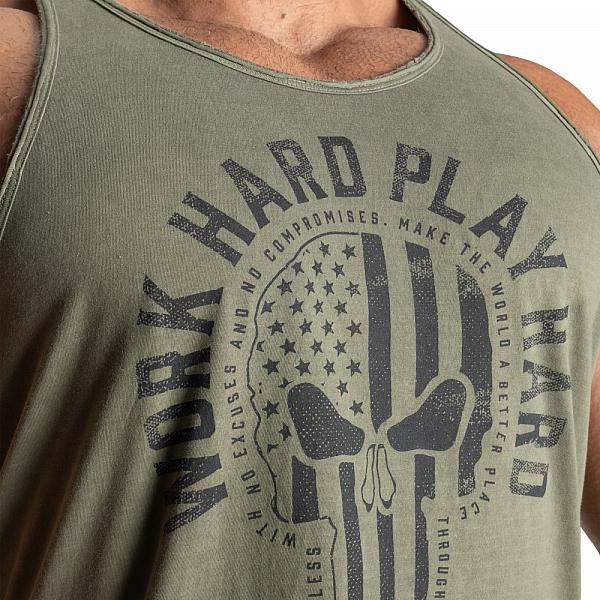 GASP Skull T-back - Acid Washed Green Detail 4